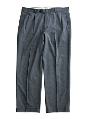 Slates Men’s Classic Pleated Grey Trousers Size 40x30